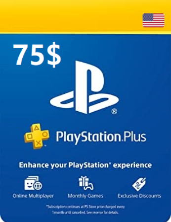 Карта пополнения кошелька PlayStation Store 75 долларов (Цифровой Код) Для США (PSN)